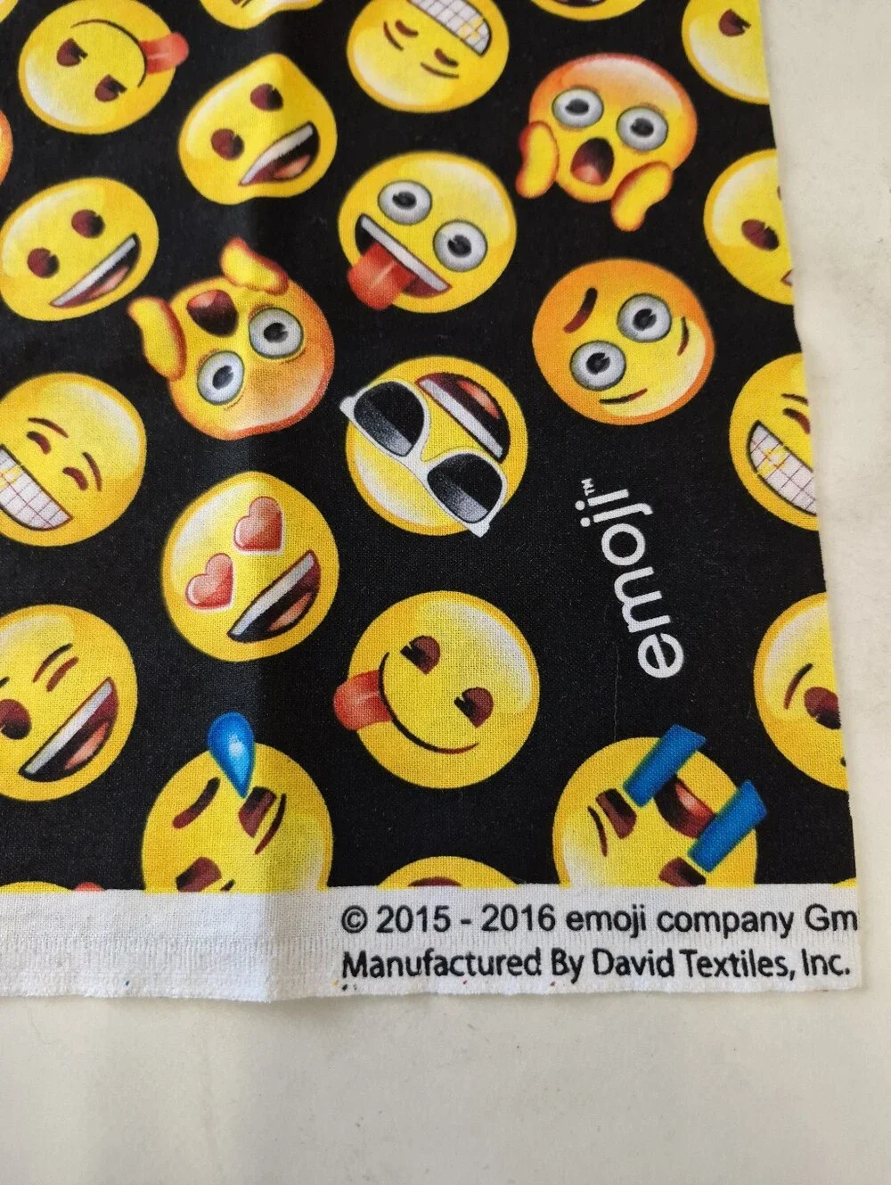 Emoji Faces Fabric by David Textiles Inc 19x42” Black
